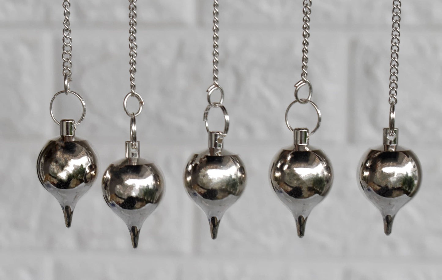 Silver Round Brass Ball Crystal Pendulum