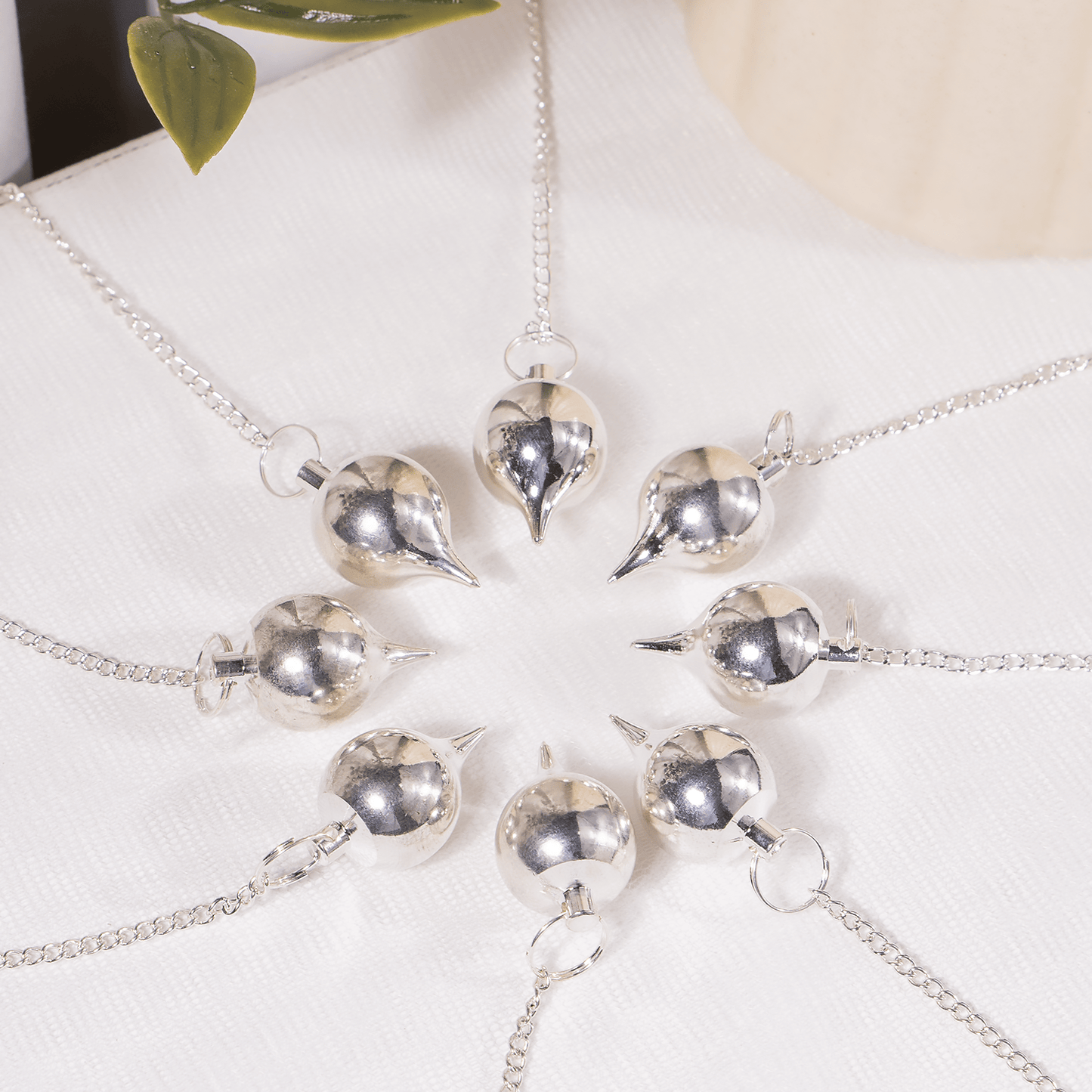 Silver Round Brass Ball Crystal Pendulum