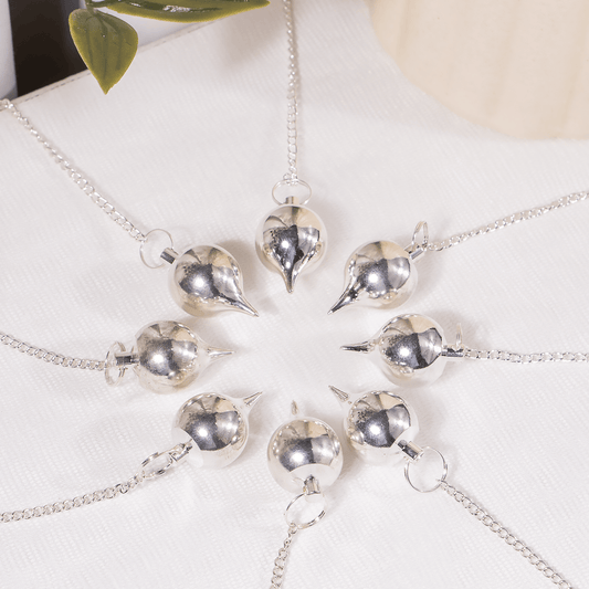Silver Round Brass Ball Crystal Pendulum