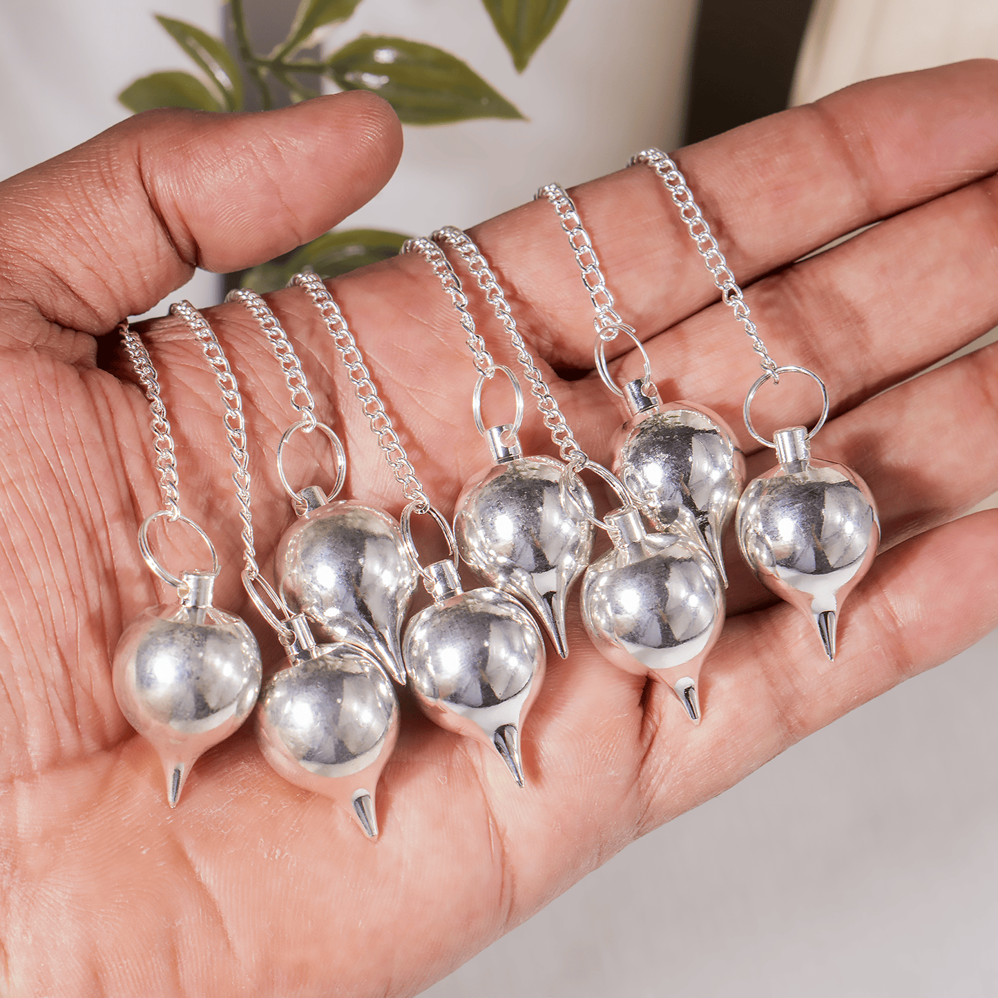 Silver Round Brass Ball Crystal Pendulum