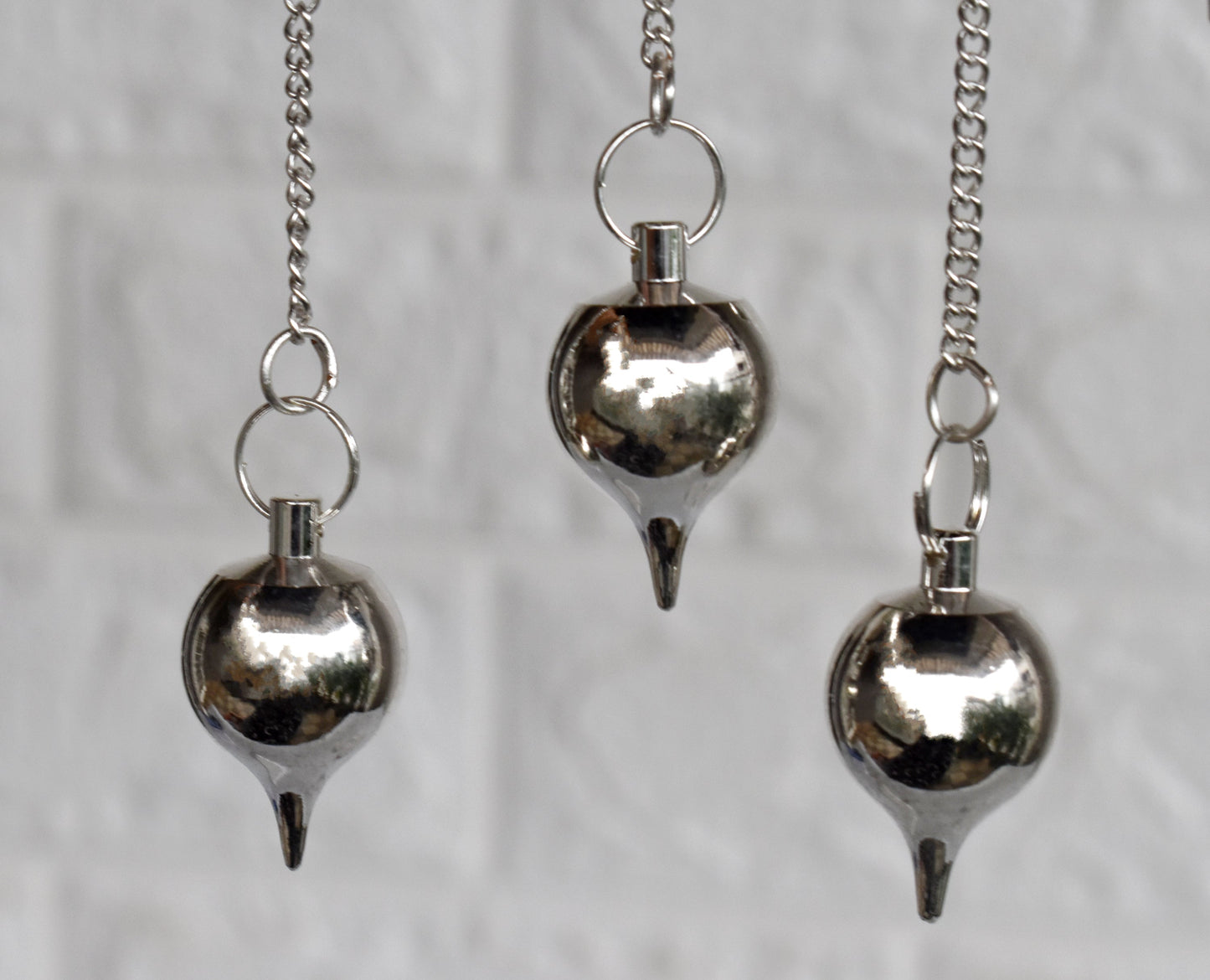 Silver Round Brass Ball Crystal Pendulum
