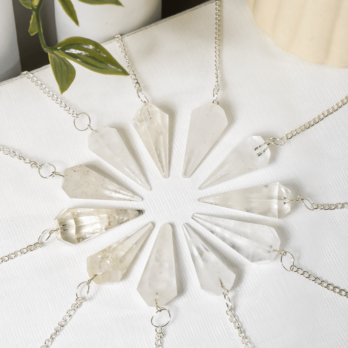 Crystal Quartz Faceted Pendulum