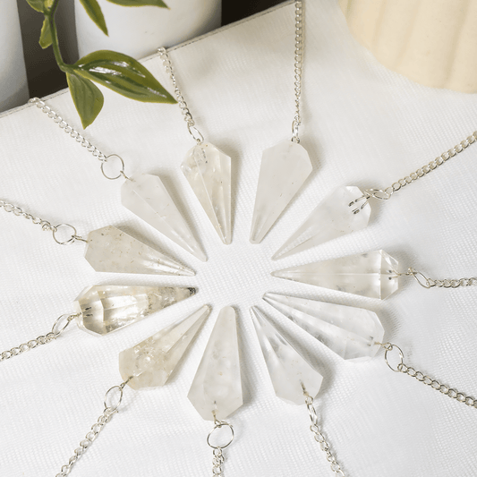 Crystal Quartz Faceted Pendulum
