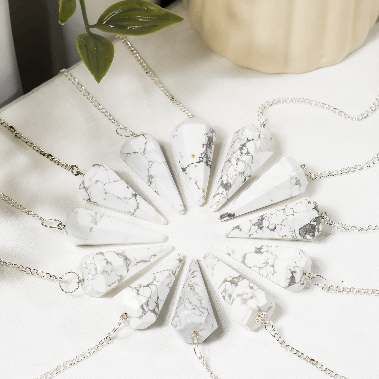 Howlite Faceted Hexagon Pendulum, Crystal Pendulum