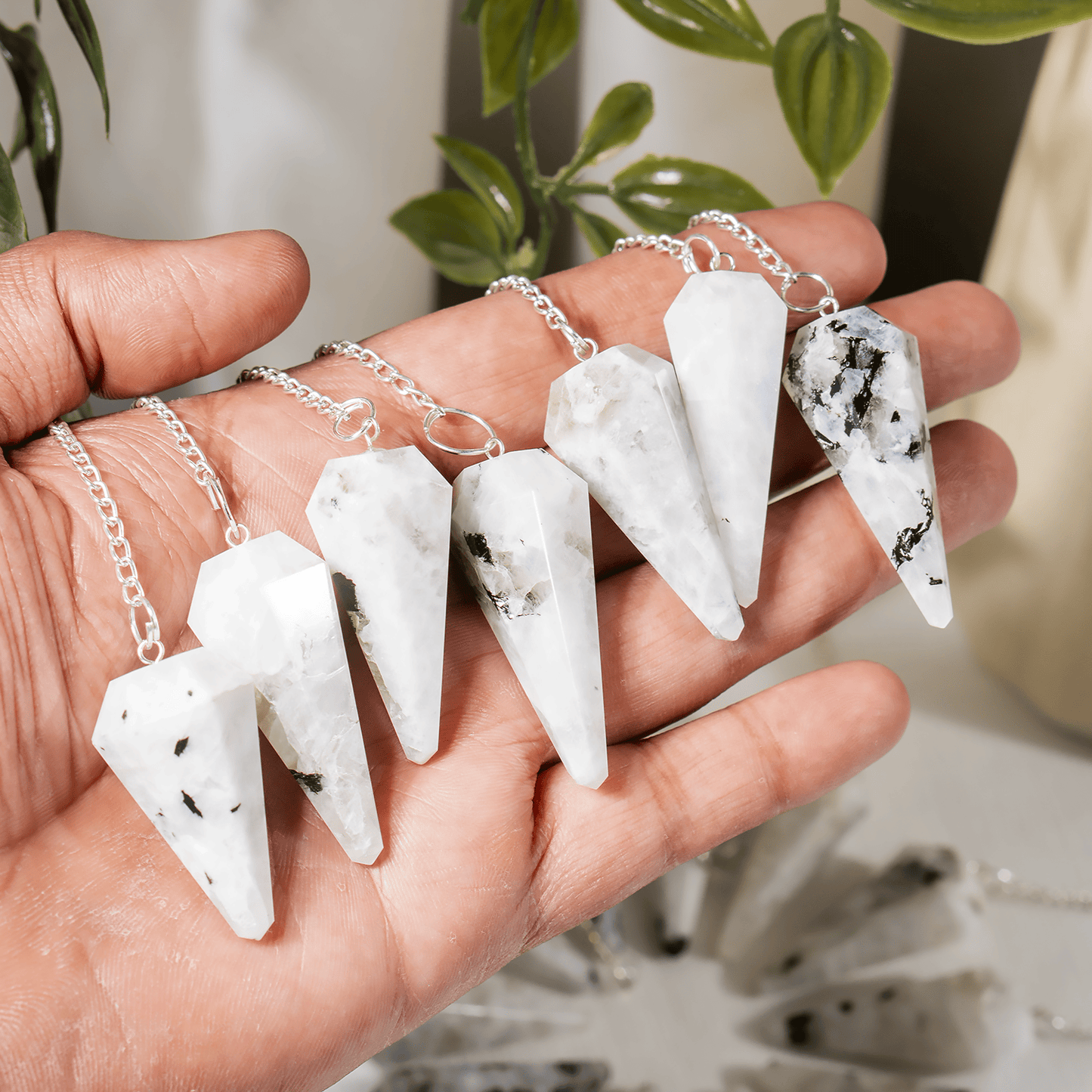 Rainbow Moonstone Crystal Pendulum
