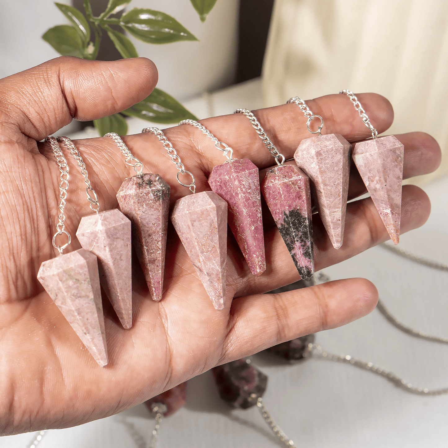 Rhodonite Crystal Pendulum