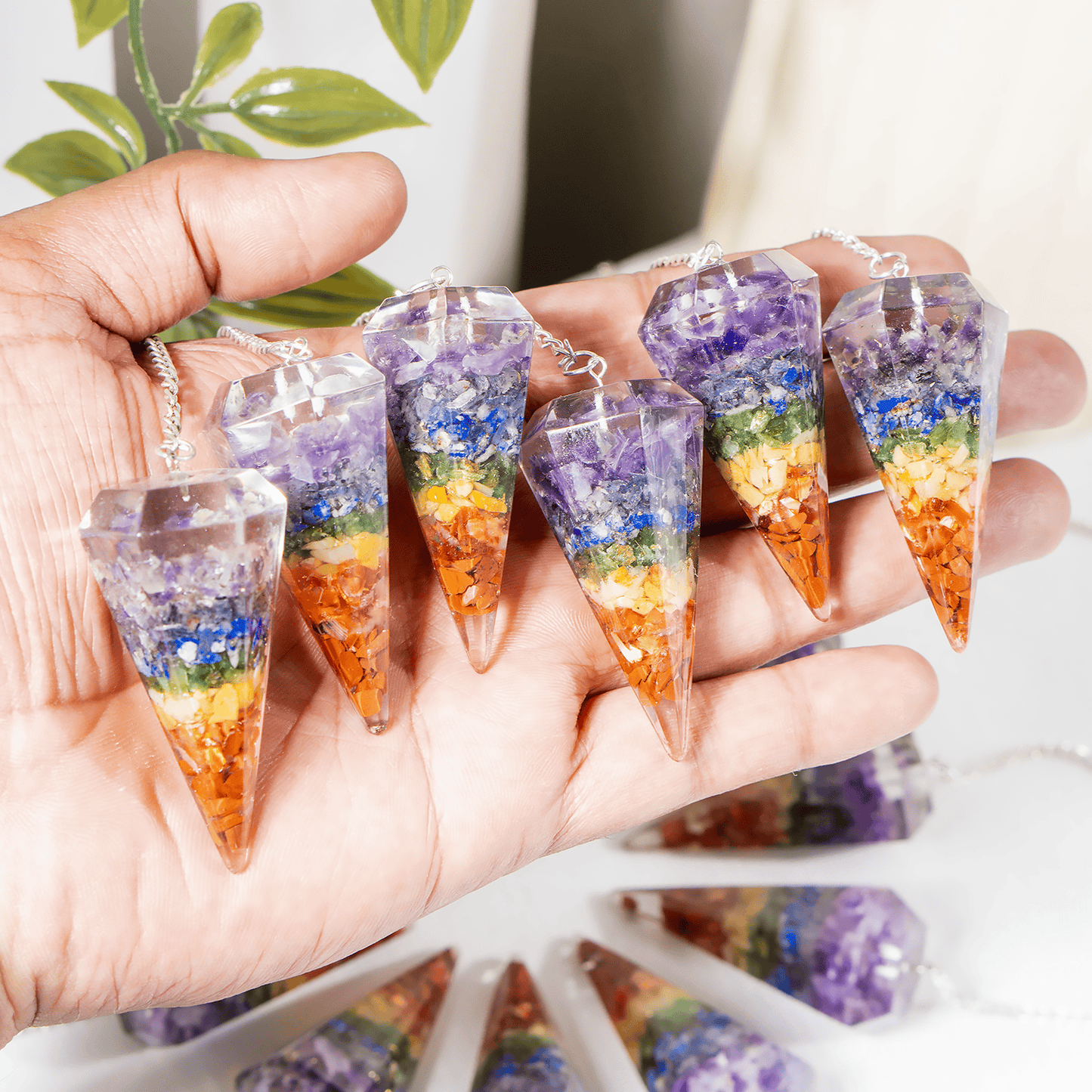 7 Chakra Orgone Crystal Pendulum