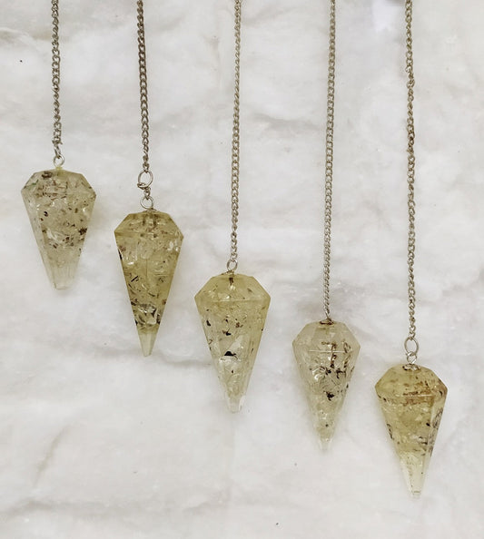 Crystal Quartz Orgone Cone Crystal Pendulum