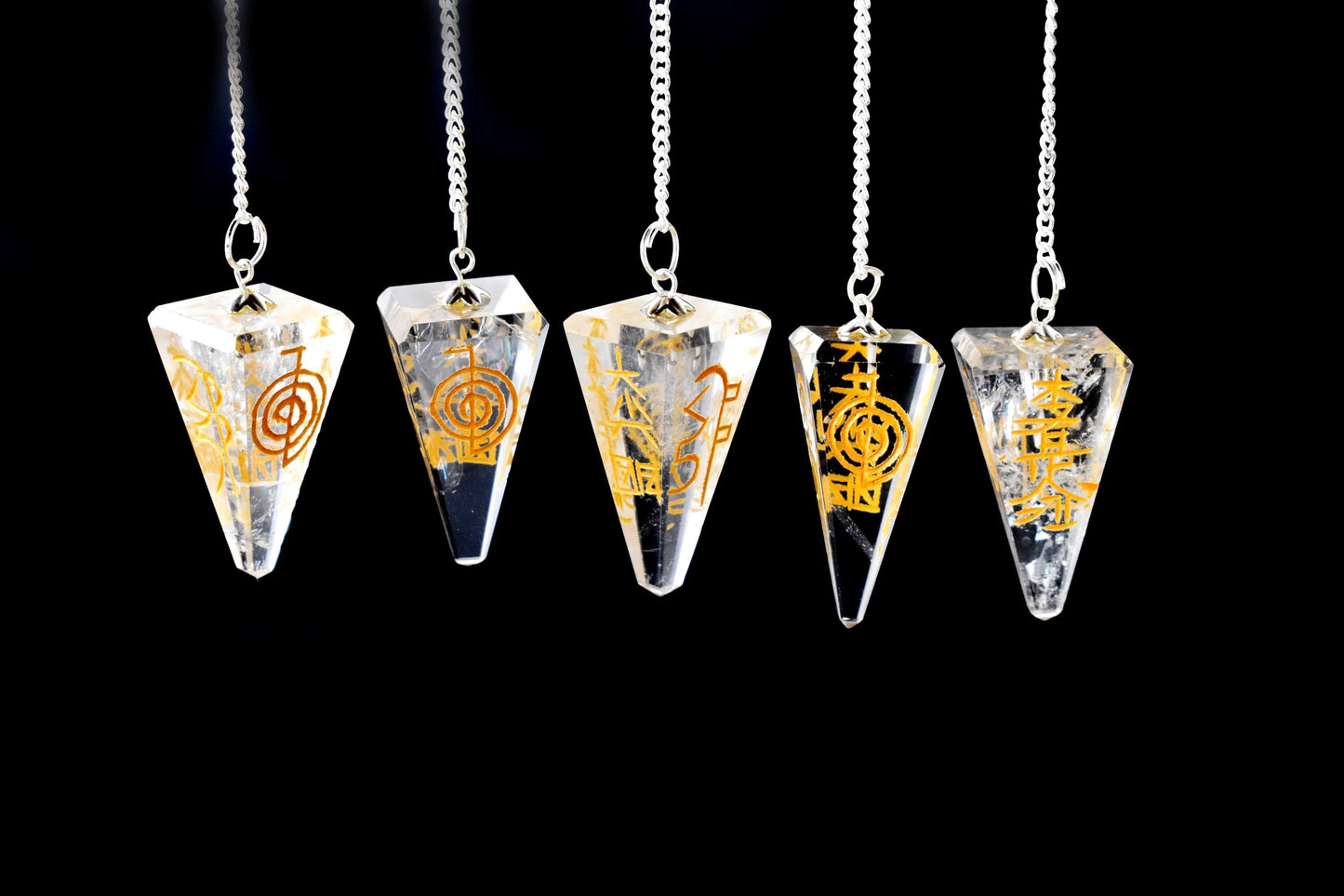 Crystal Quartz Reiki Pendulum, Faceted Hexagon Crystal Pendulum