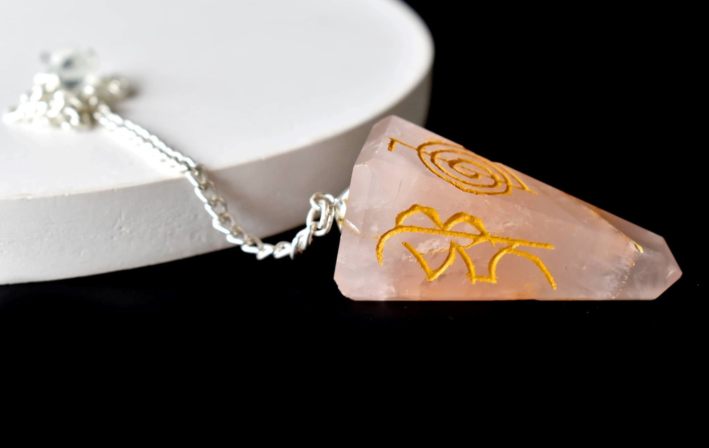 Rose Quartz Reiki Crystal Pendulum