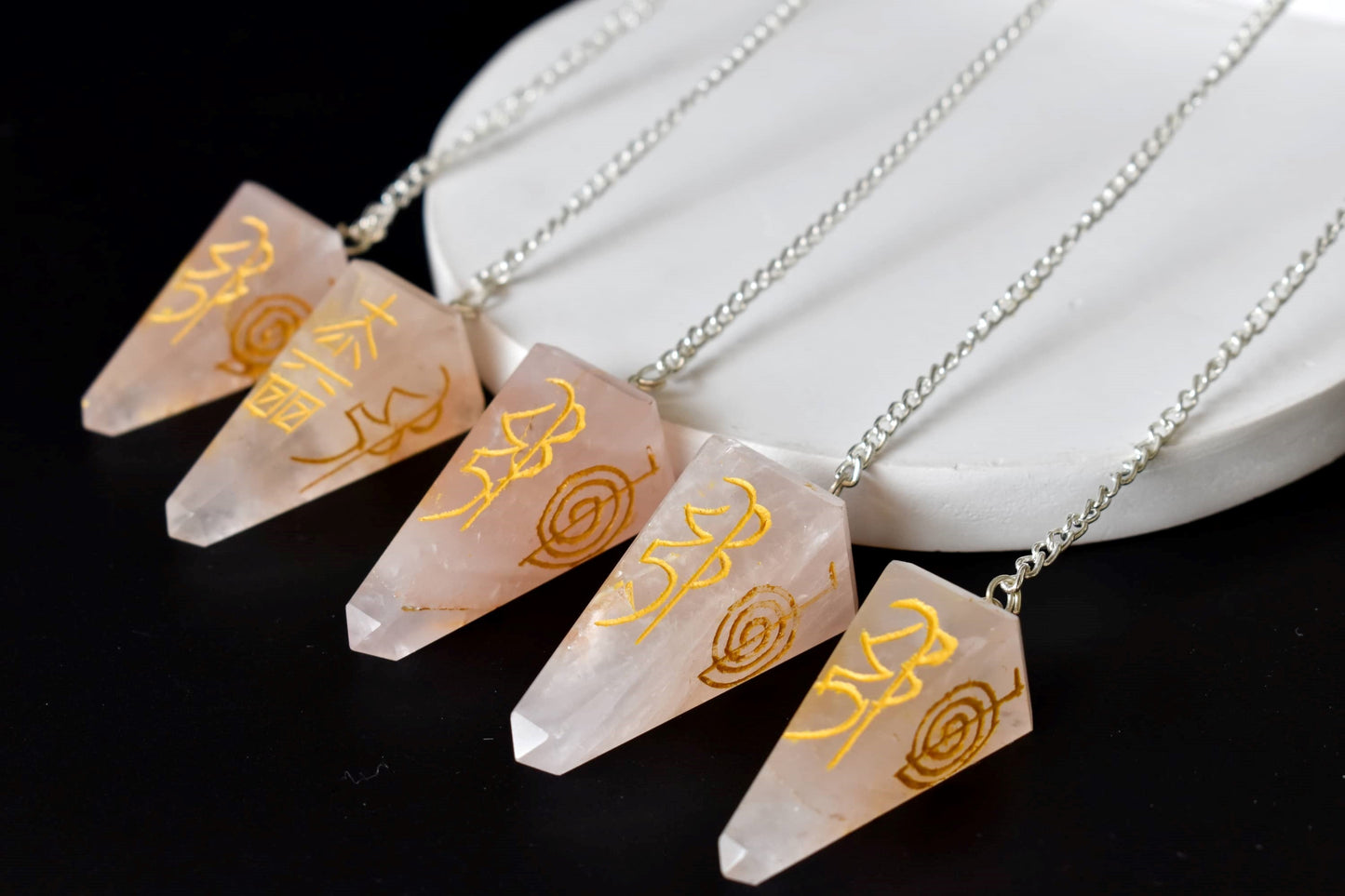 Rose Quartz Reiki Crystal Pendulum