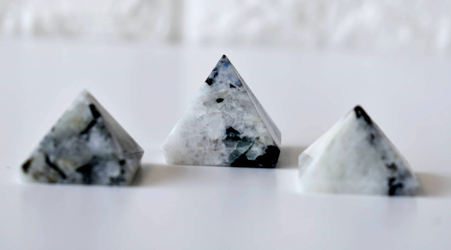 1" Rainbow Moonstone Crystal Pyramids