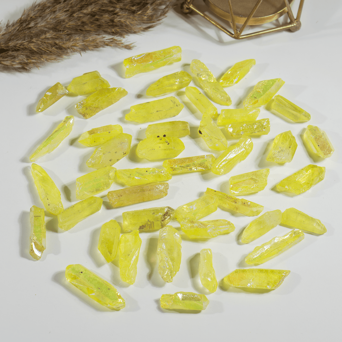Peridot Aura Quartz Points – Raw Aura Quartz Crystal Points, Natural Peridot Quartz Healing Crystals