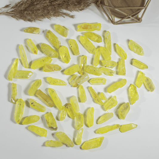 Peridot Aura Quartz Points – Raw Aura Quartz Crystal Points, Natural Peridot Quartz Healing Crystals