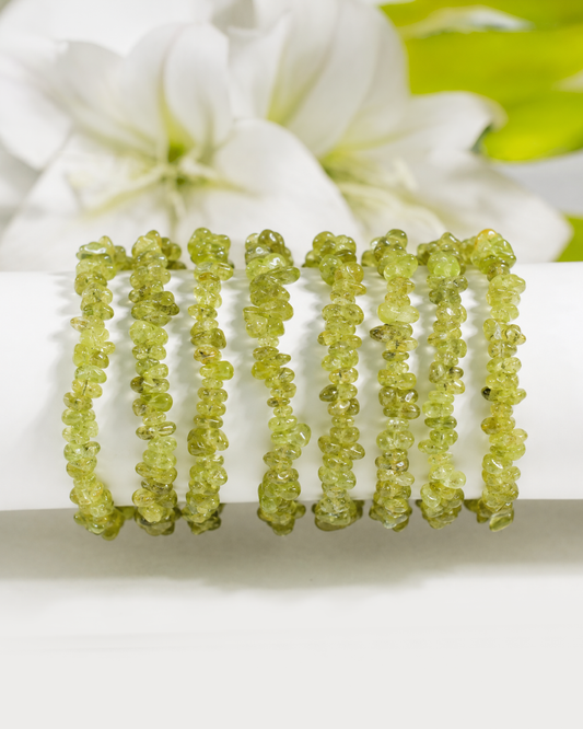 Peridot Gemstone Chip Bracelet.