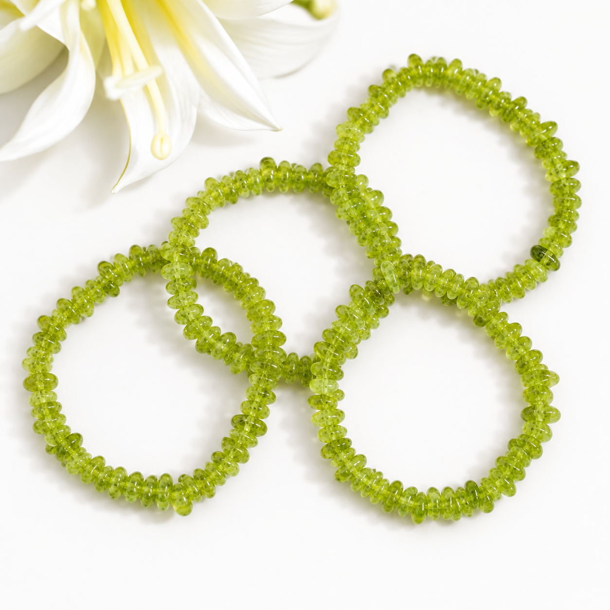 Peridot Gemstone Chip Bracelet.
