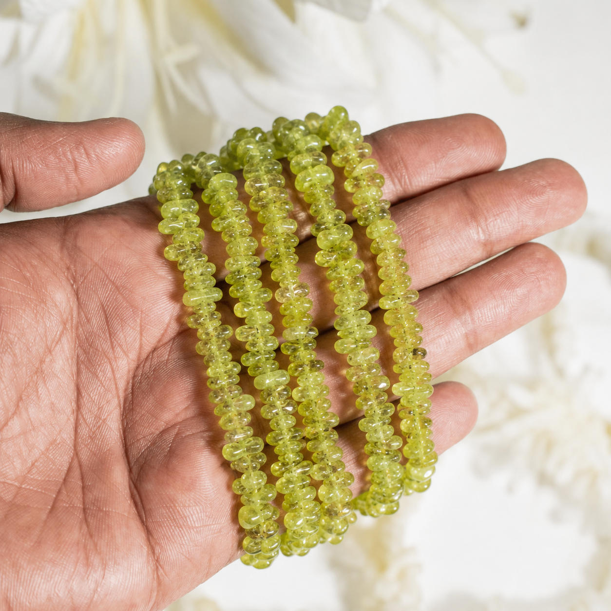 Peridot Gemstone Chip Bracelet.