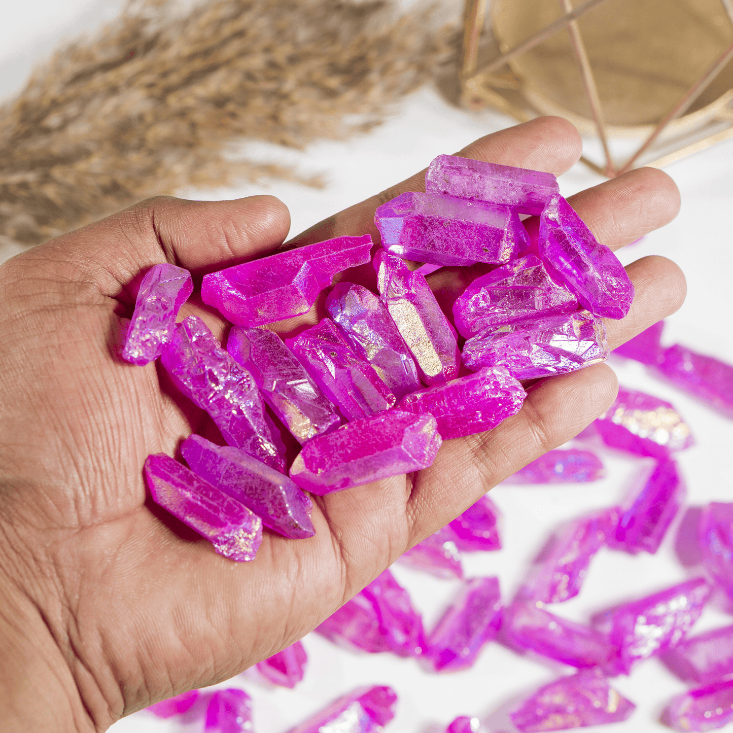 Pink Aura Quartz Points – Raw Aura Quartz Crystal Points, Natural Pink Quartz Healing Crystals