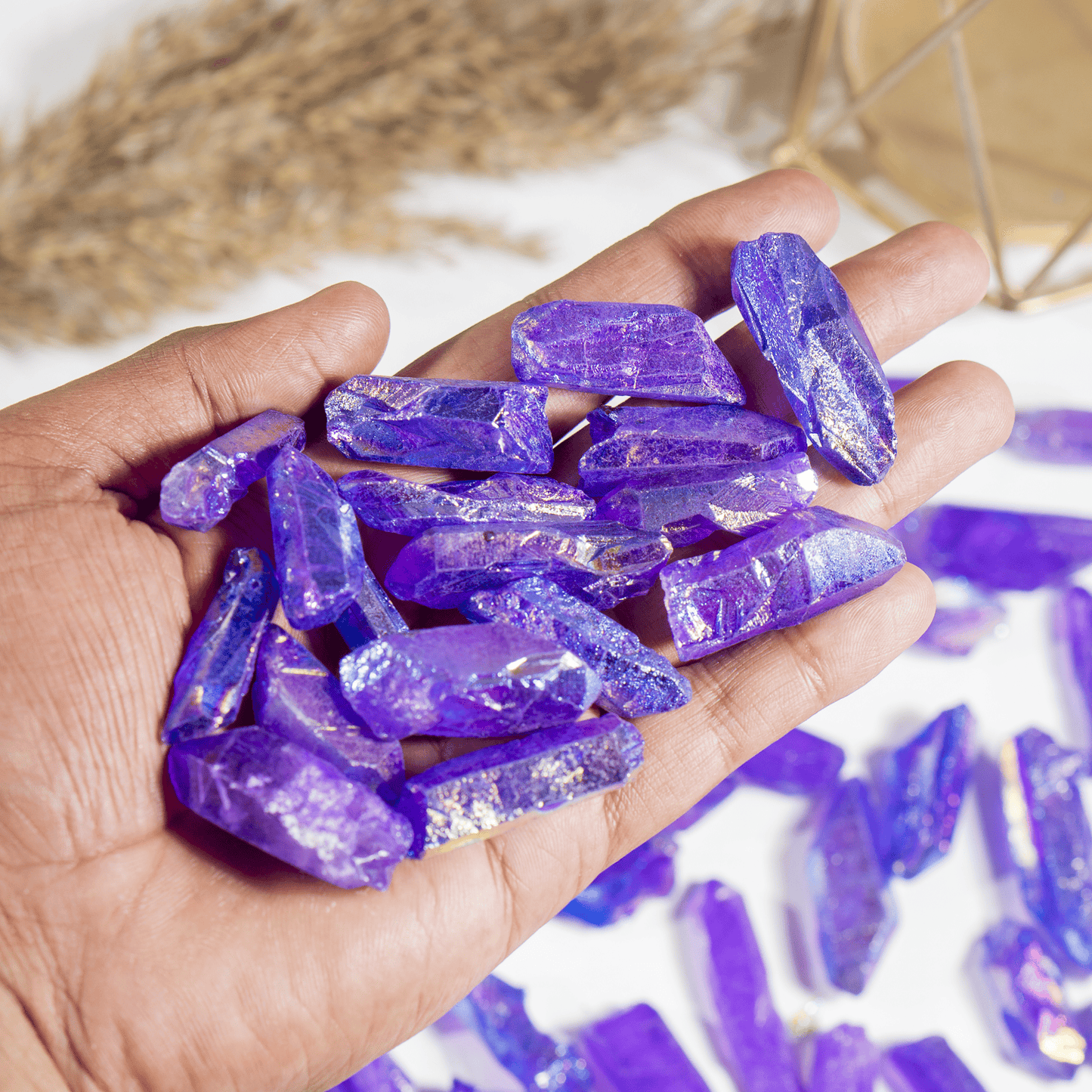 Purple Aura Quartz Points – Raw Aura Quartz Crystal Points, Natural Purple Quartz Healing Crystals