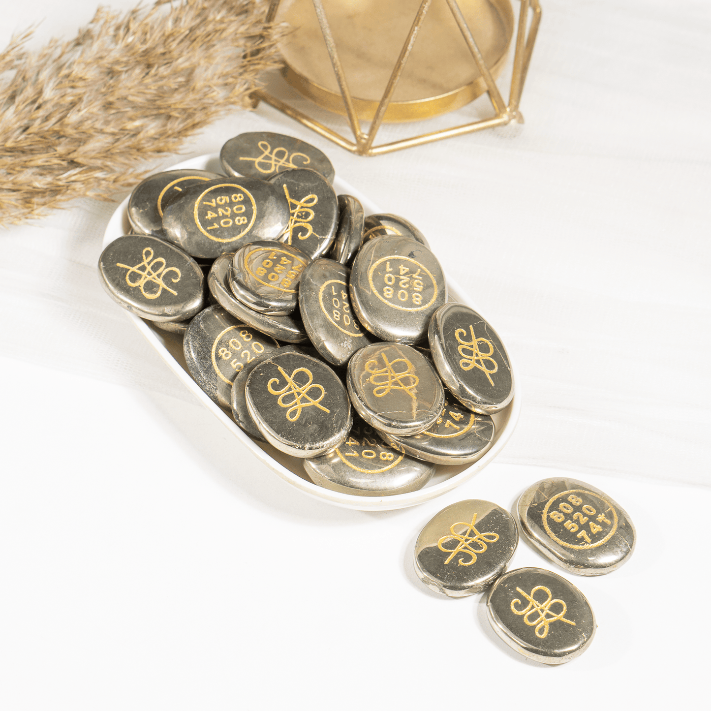 Pyrite Zibu Engraved Stones