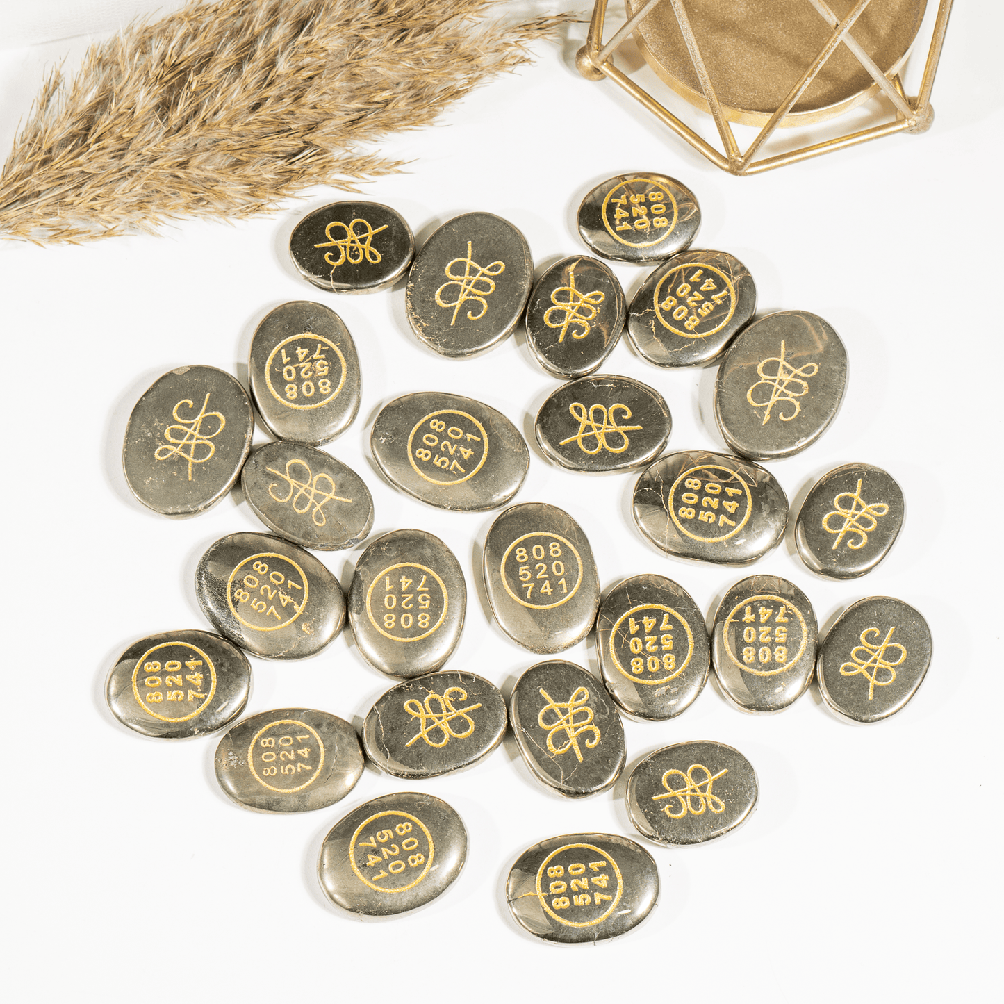 Pyrite Zibu Engraved Stones
