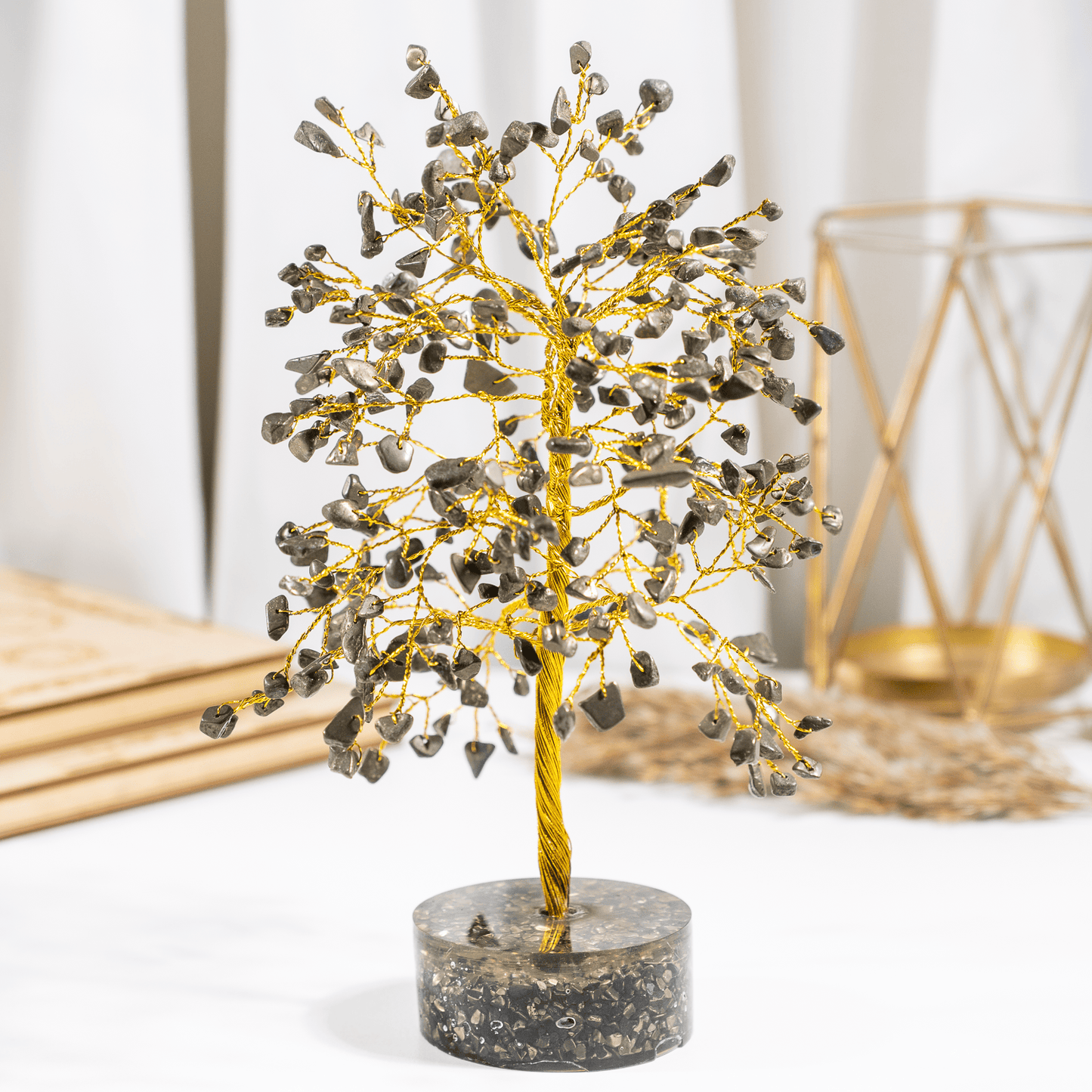 Pyrite Orgone Based  Crystal Tree With 300 Natural Crystal Chips