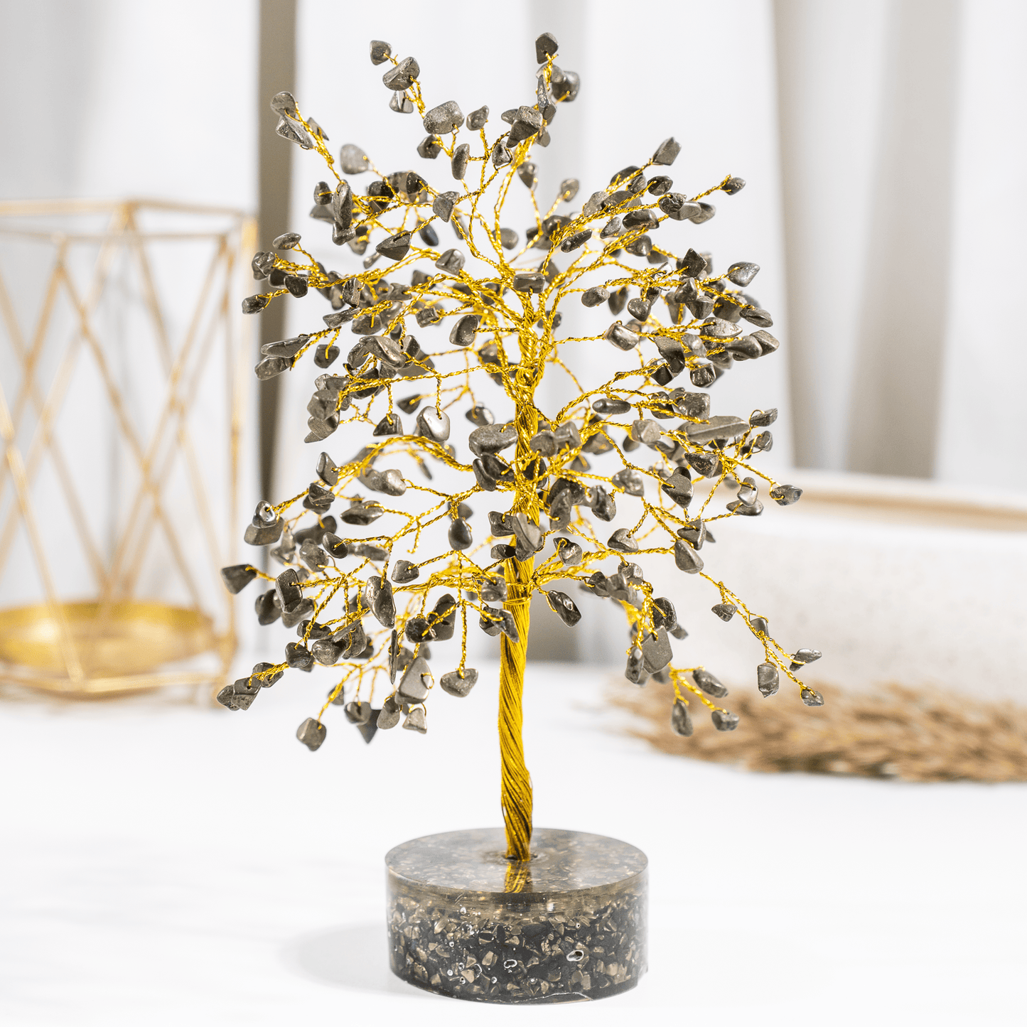 Pyrite Orgone Based  Crystal Tree With 300 Natural Crystal Chips