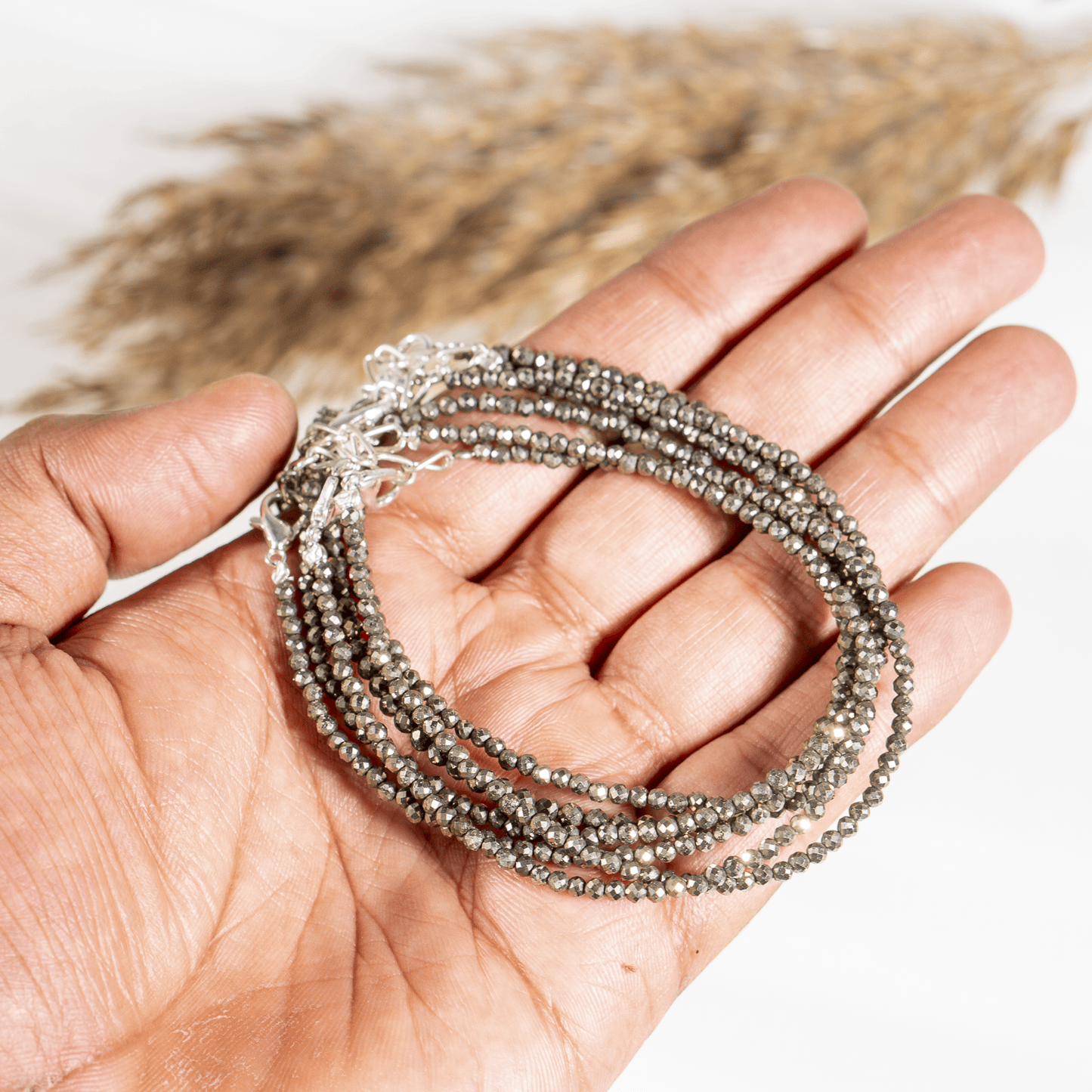 2"Pyrite Crystal Anklet | Natural Healing Crystal Anklet | Energy Protection & Spiritual Jewelry