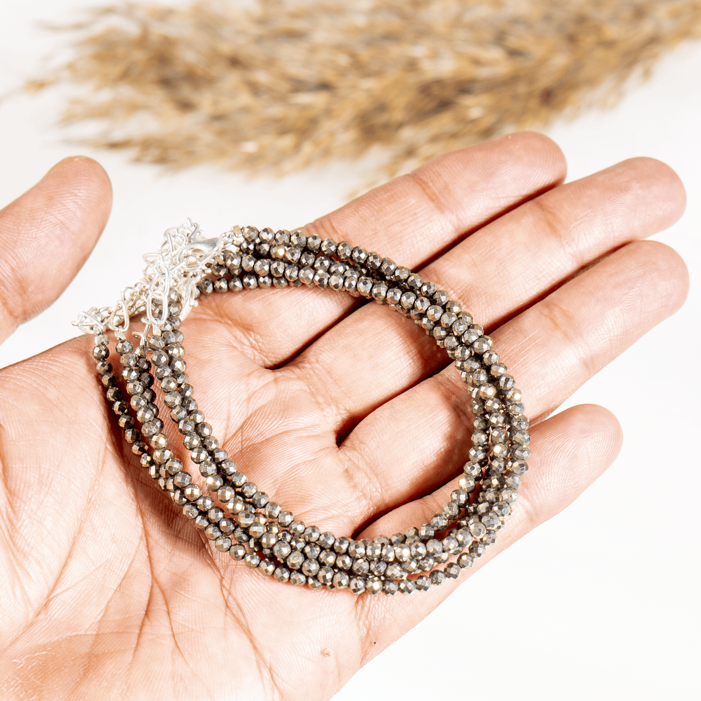 3"Pyrite Crystal Anklet | Natural Healing Crystal Anklet | Energy Protection & Spiritual Jewelry