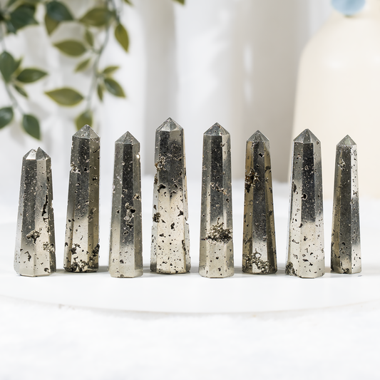1kg Pyrite Druzy Obelisk Tower Point (5-7Pcs)