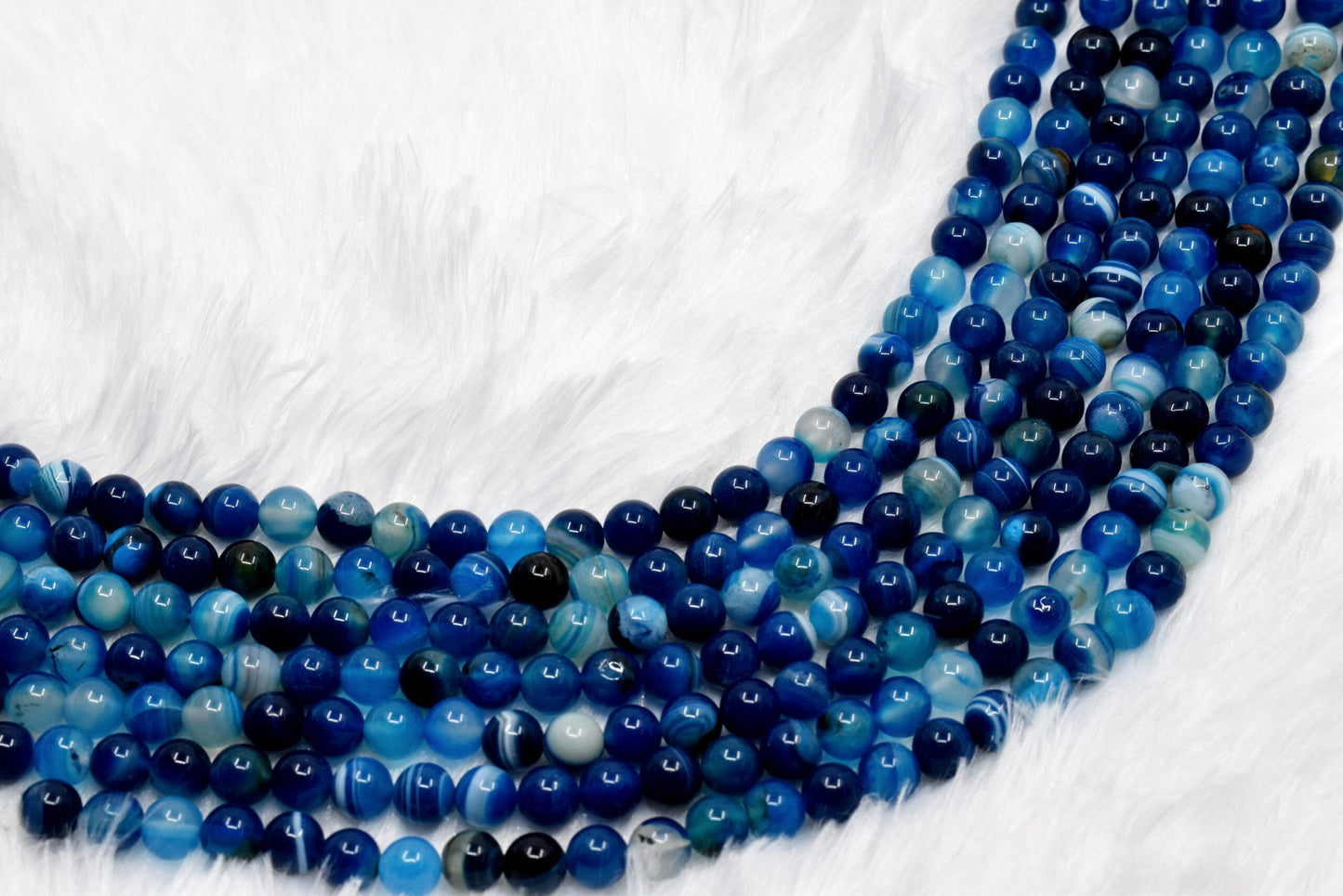 Banded Agate Blue Gemstone Beads