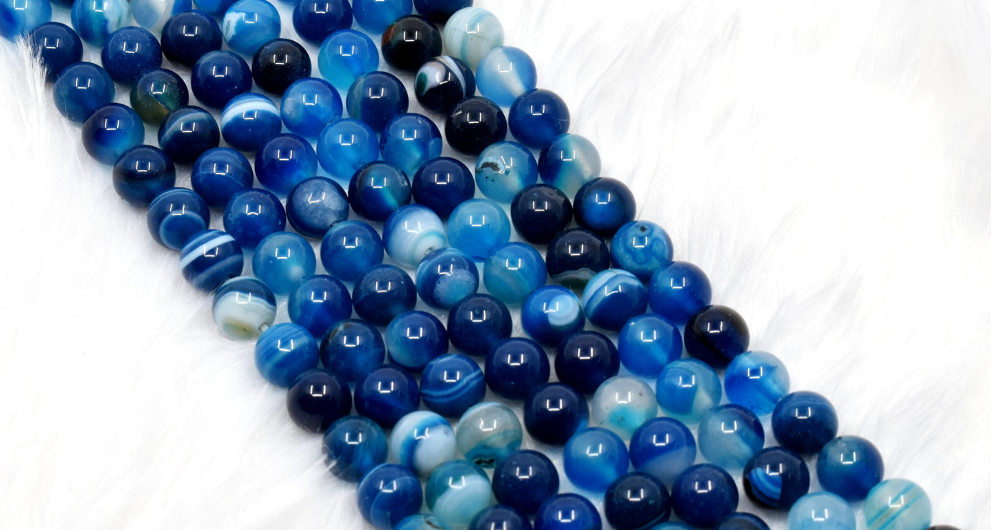 Banded Agate Blue Gemstone Beads