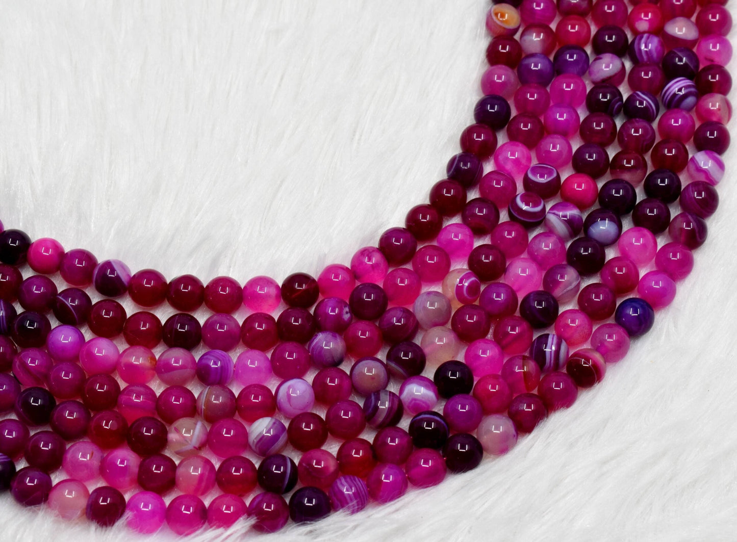 Banded Agate Pink Gemstone Beads
