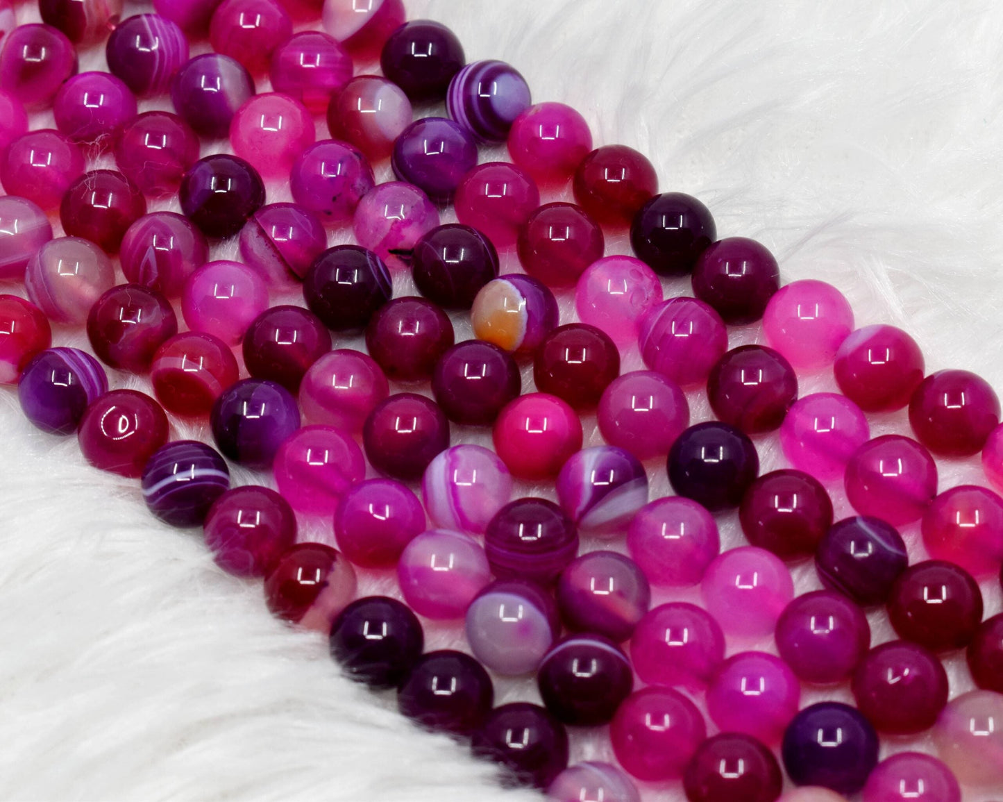 Banded Agate Pink Gemstone Beads
