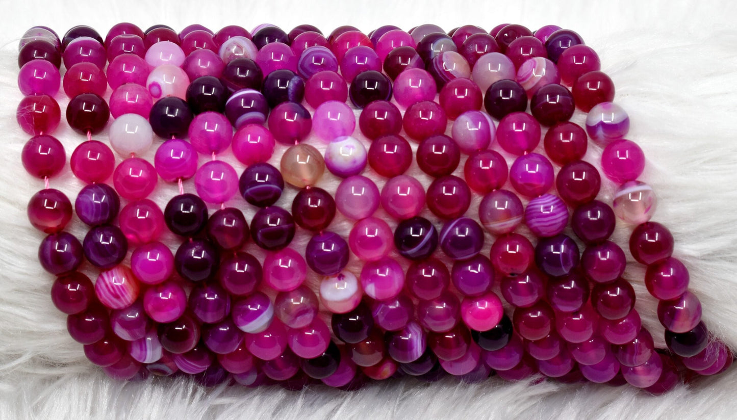 Banded Agate Pink Gemstone Beads