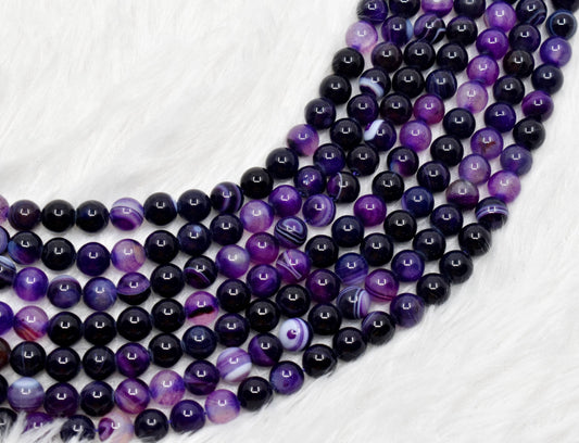 Banded Agate Purple Gemstone Beads