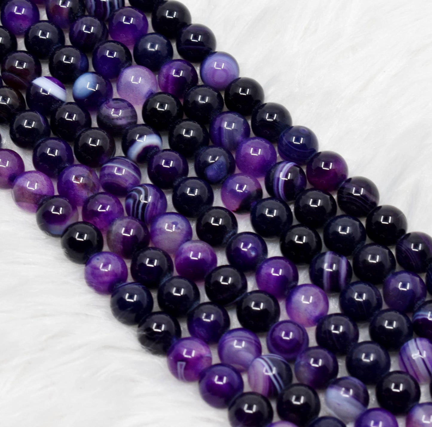 Banded Agate Purple Gemstone Beads