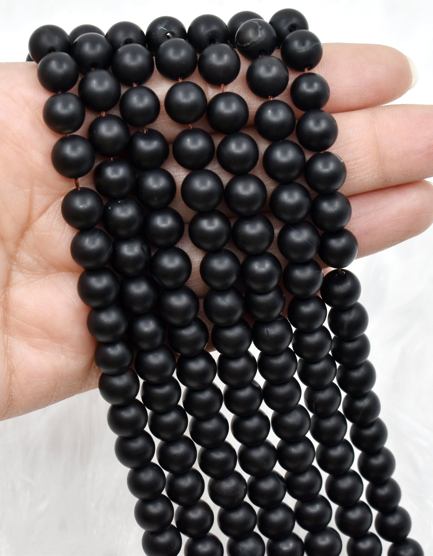 Black Onyx Matt Gemstone Beads