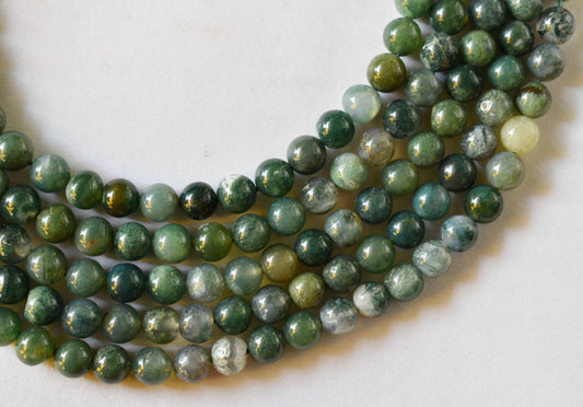Moss Agate Gemstone Beads