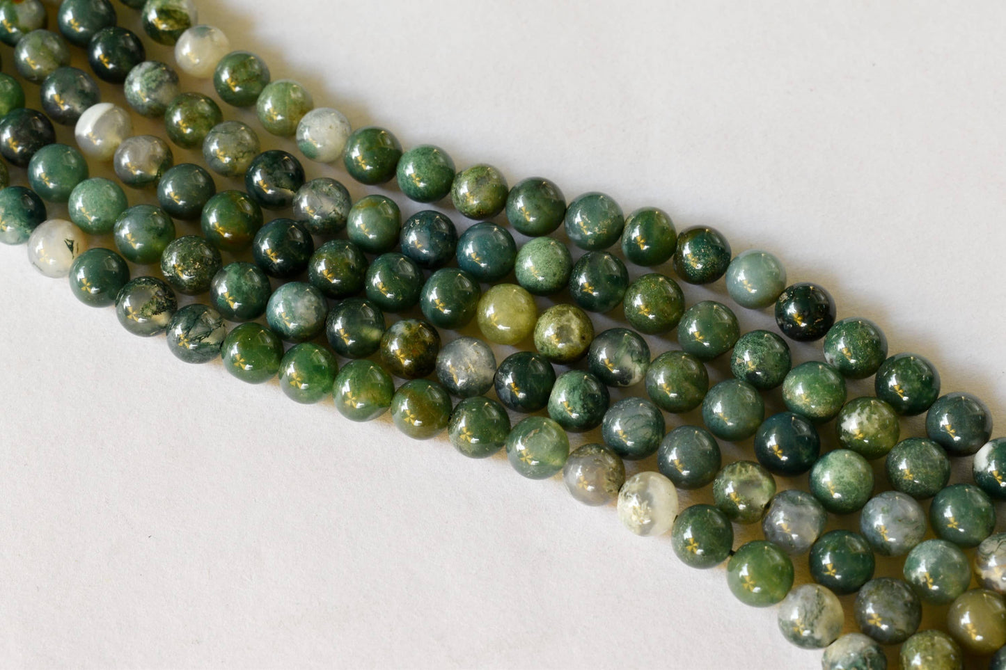 Moss Agate Gemstone Beads