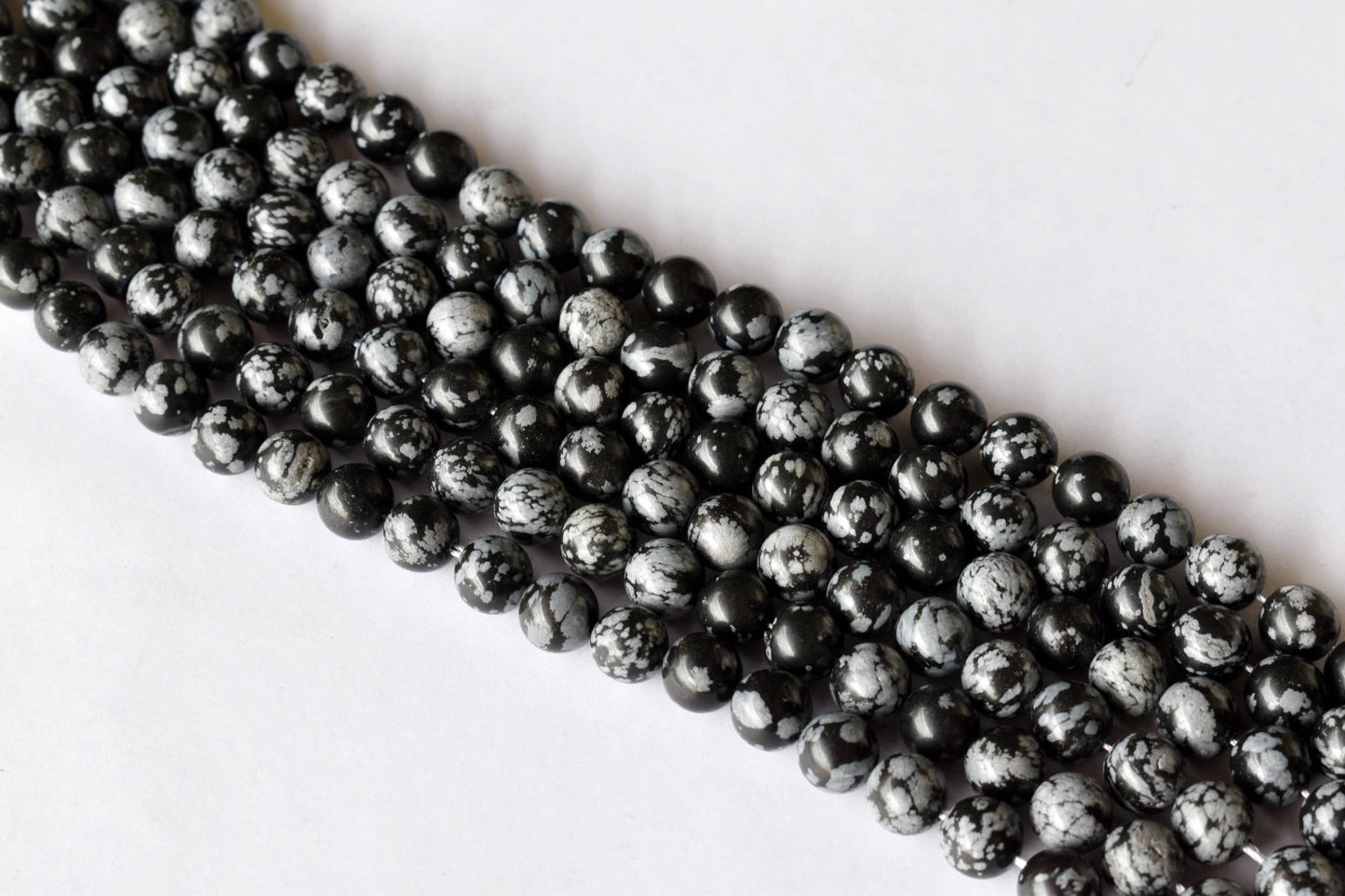 Snowflake Black Obsidian Gemstone Beads