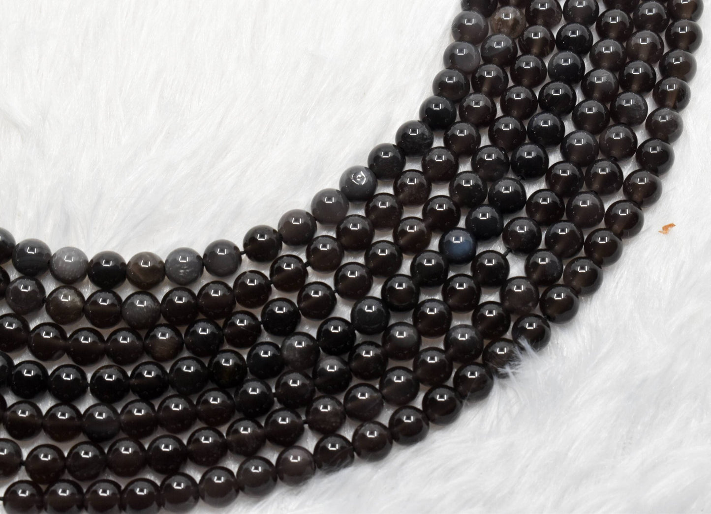 Silver Sheen Obsidian Gemstone Beads