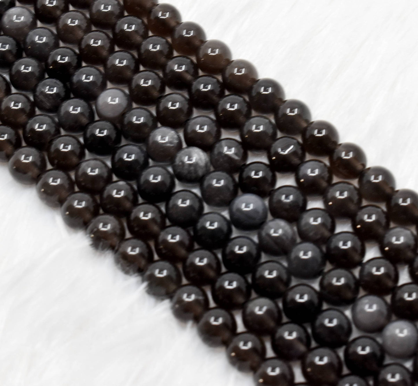 Silver Sheen Obsidian Gemstone Beads