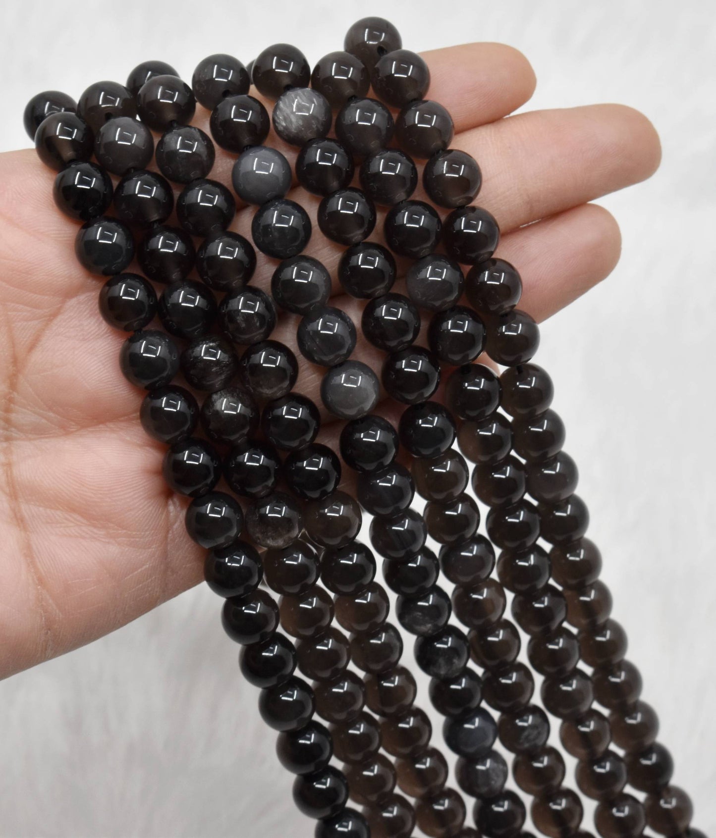 Silver Sheen Obsidian Gemstone Beads