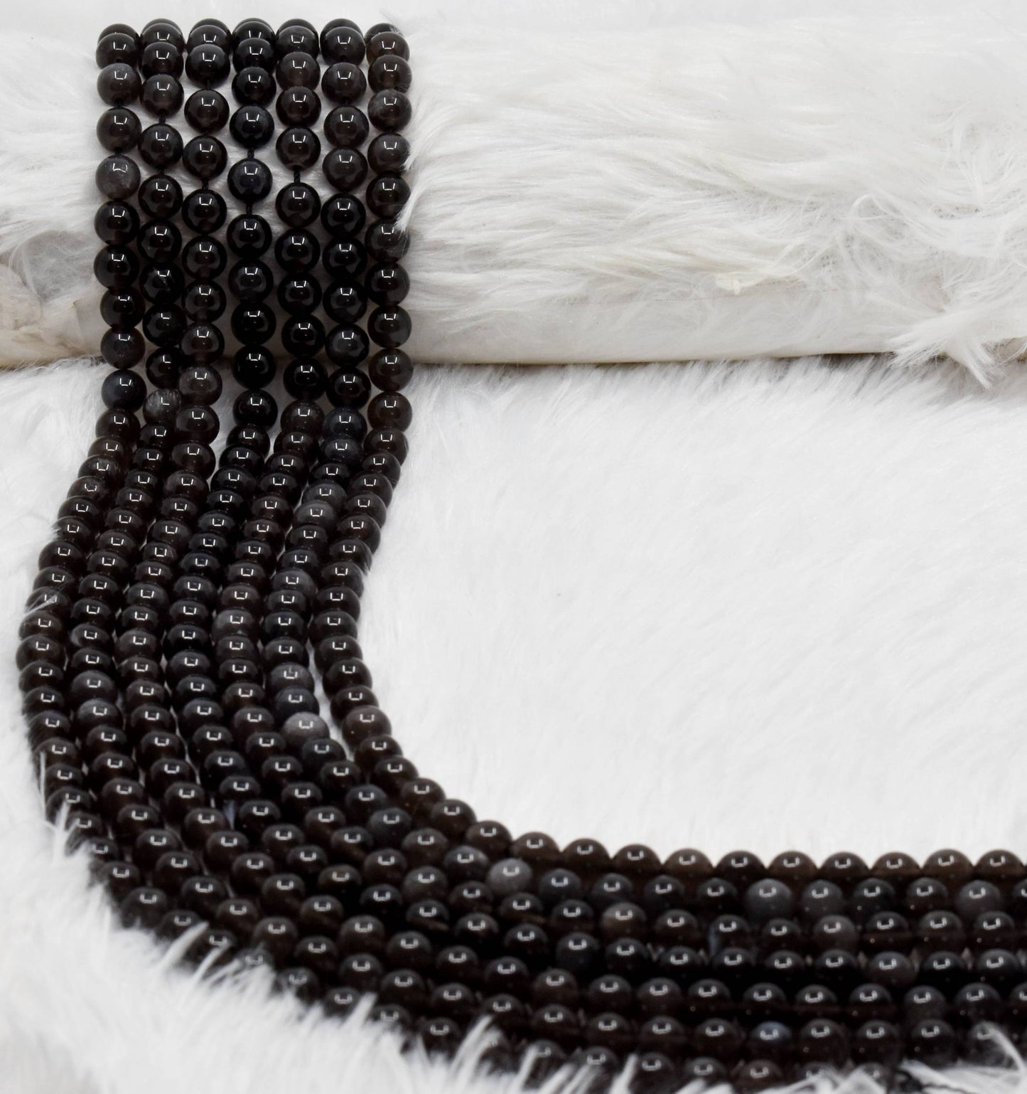 Silver Sheen Obsidian Gemstone Beads