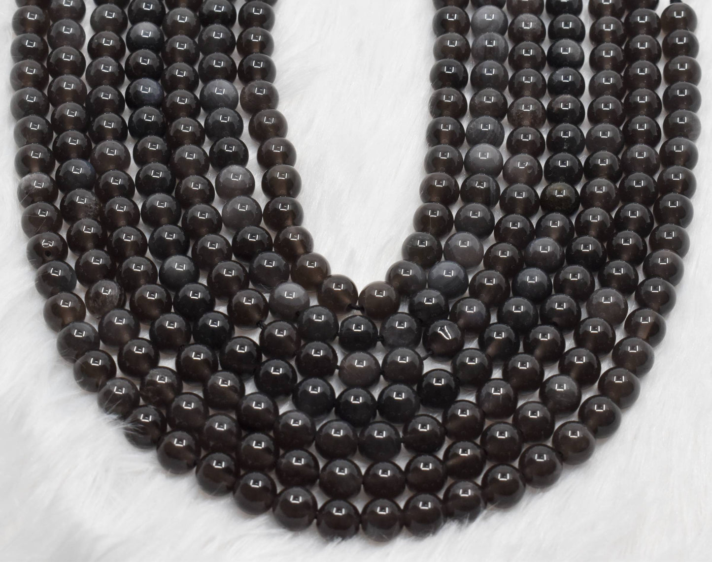 Silver Sheen Obsidian Gemstone Beads
