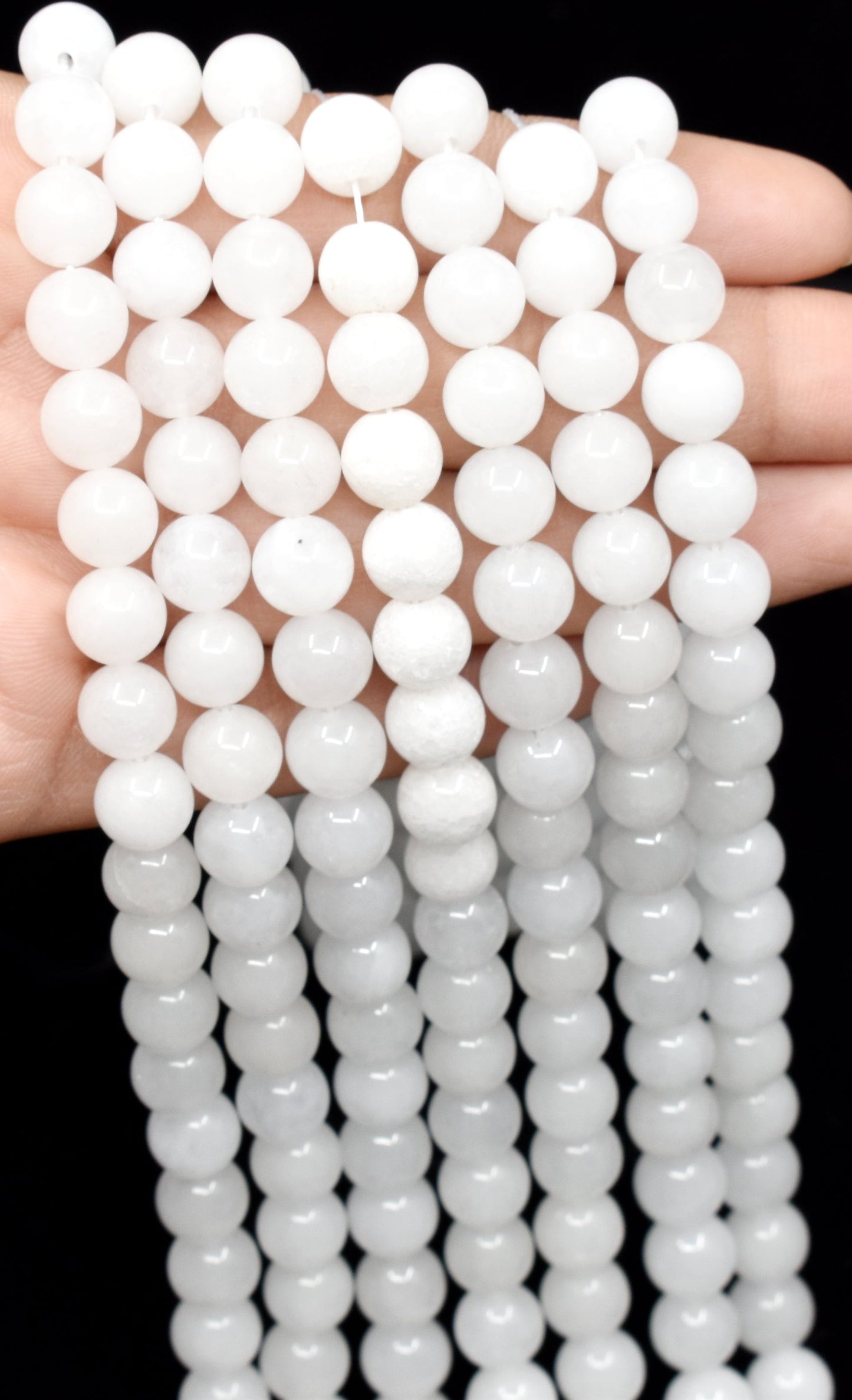White Agate Gemstone Beads