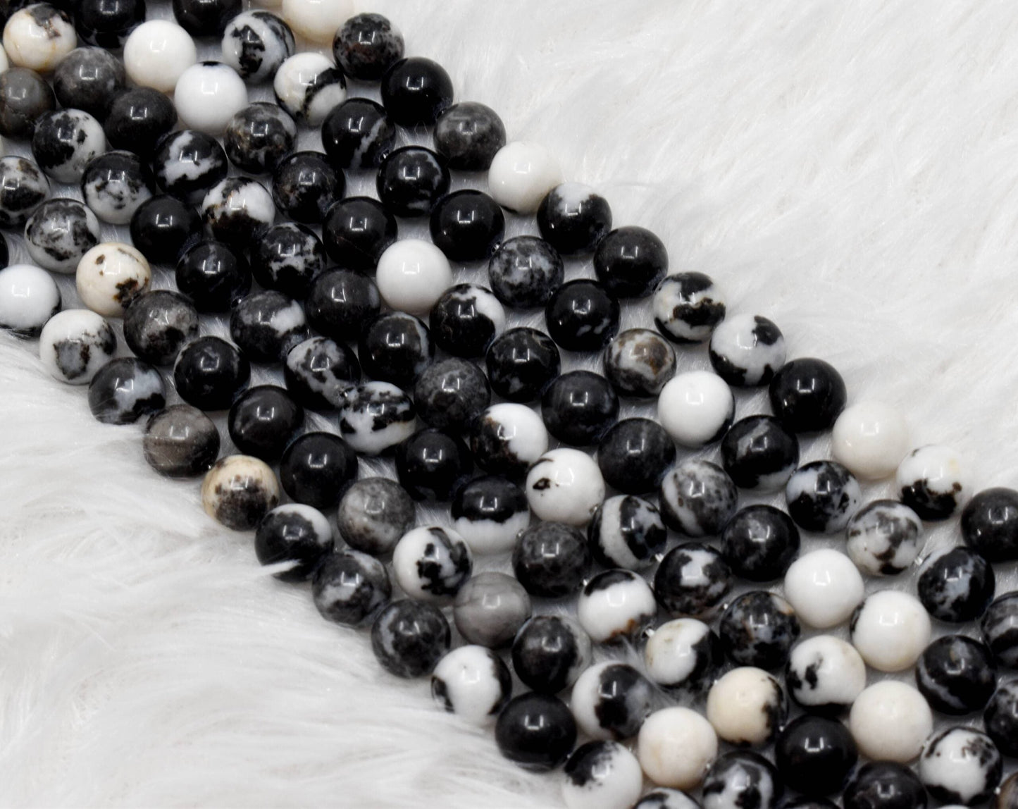 Black & White Zebra Jasper Gemstone Beads