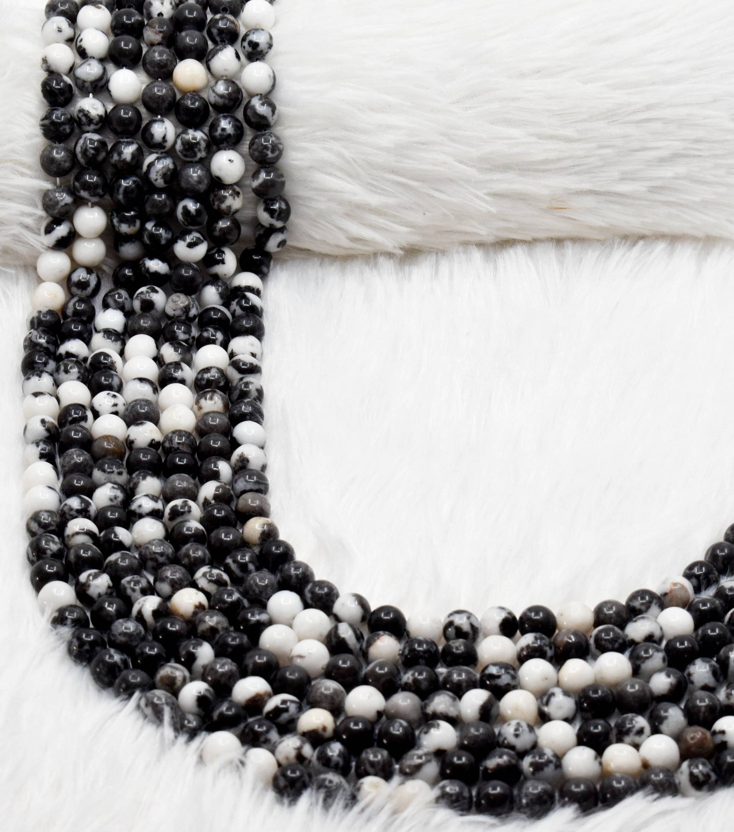 Black & White Zebra Jasper Gemstone Beads