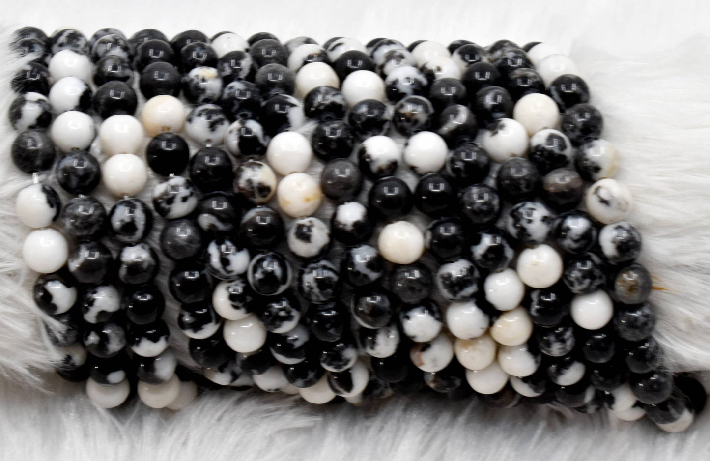 Black & White Zebra Jasper Gemstone Beads